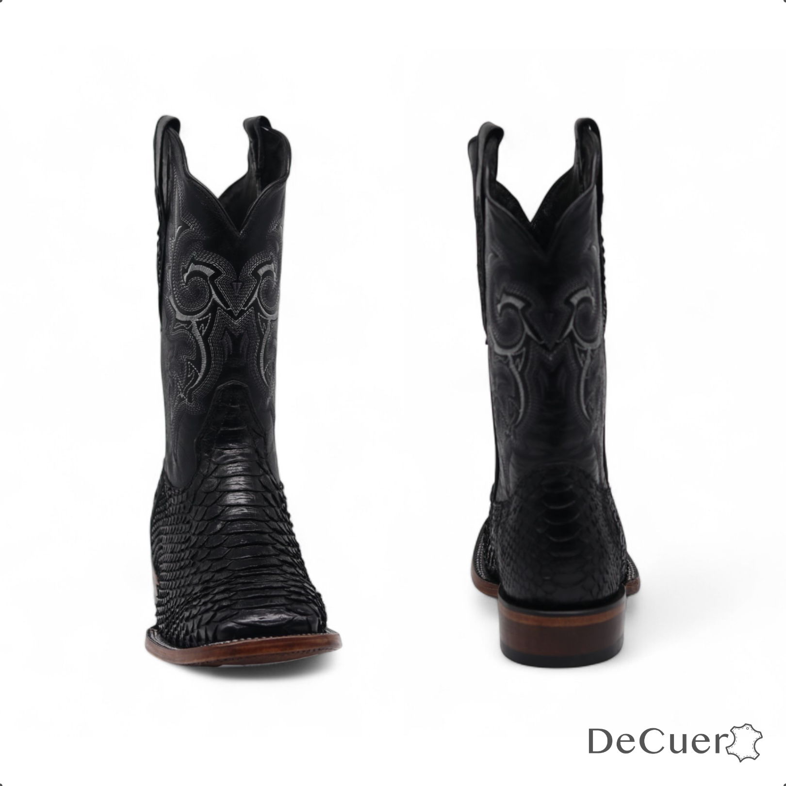 Rocco Men's Black Python Exotic Leather Boots