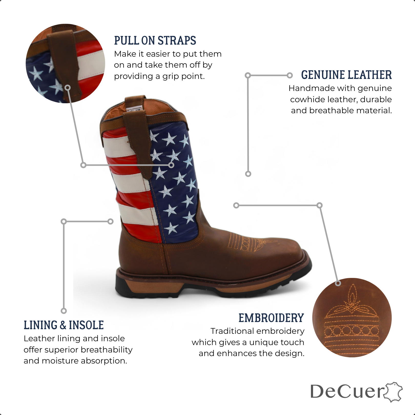 USA Men's Brown Leather Boots