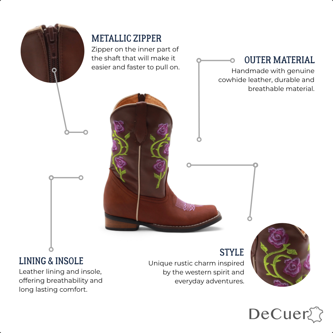 Abigail Juniors Brown Leather Boots | DeCuero