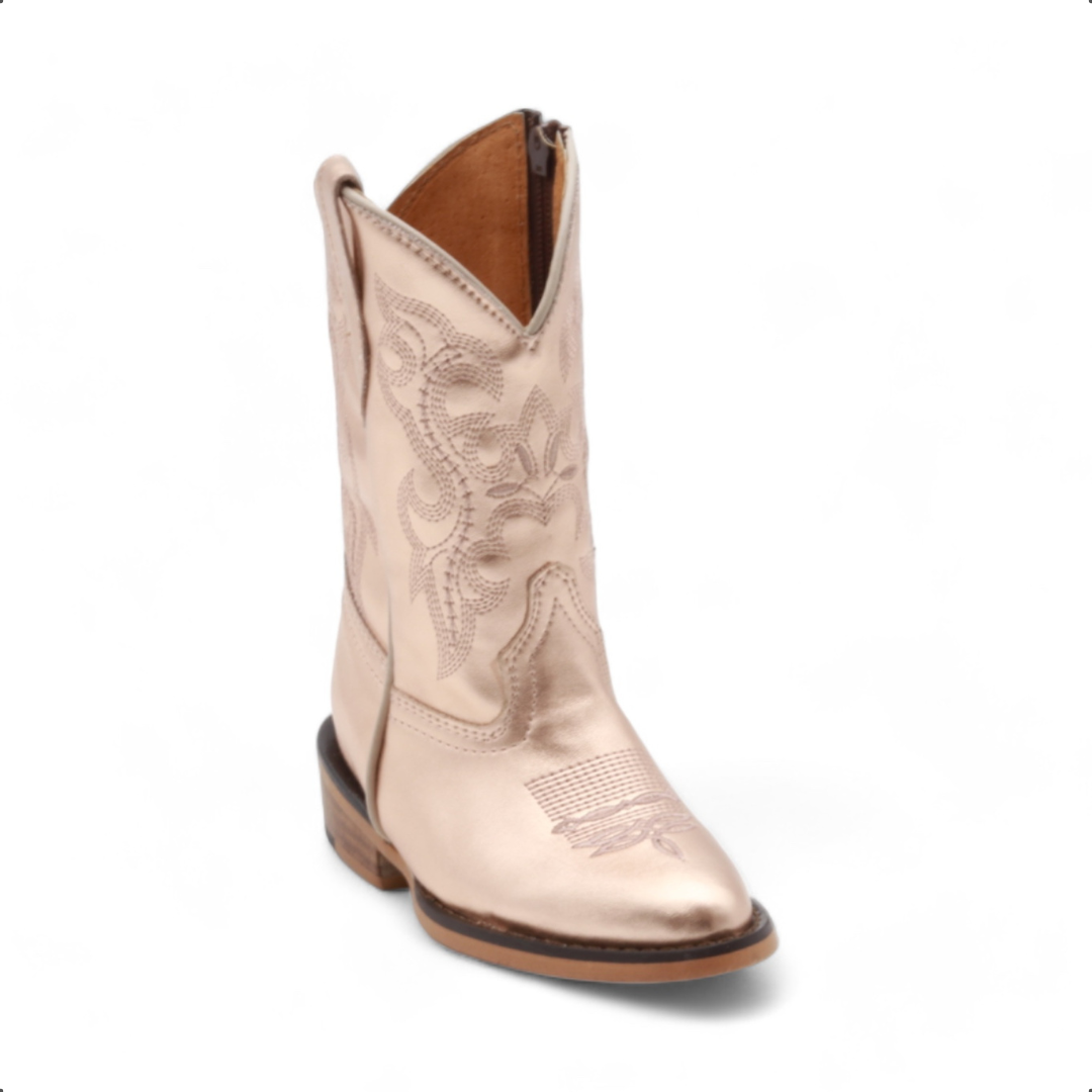 Sadie Kids Rose Gold Leather Boots