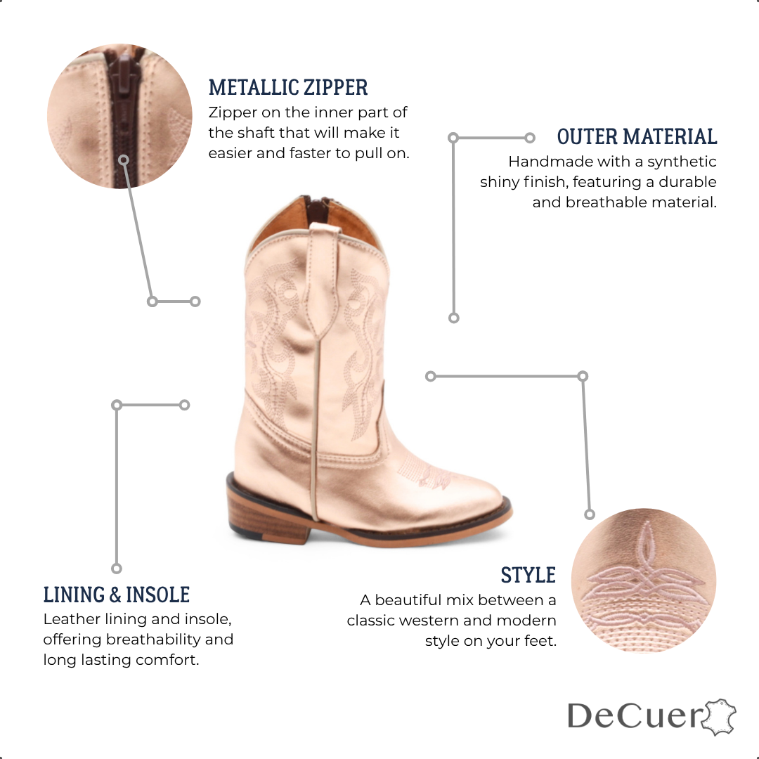 Sadie Kids Rose Gold Leather Boots