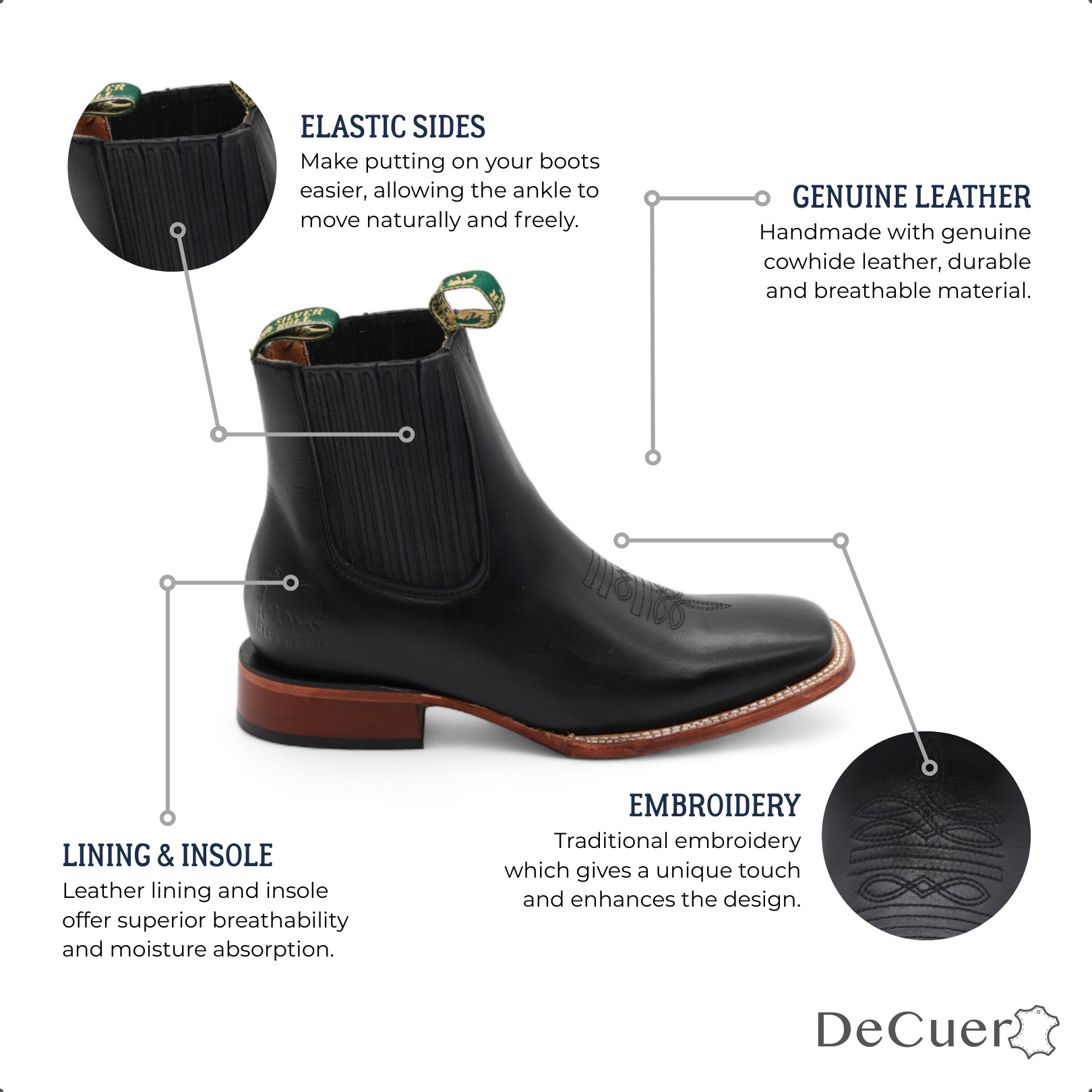 Amarillo Men's Black Leather Short Boots