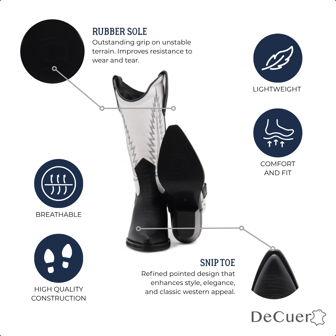 Cactus Women's Black & White Leather Boots
