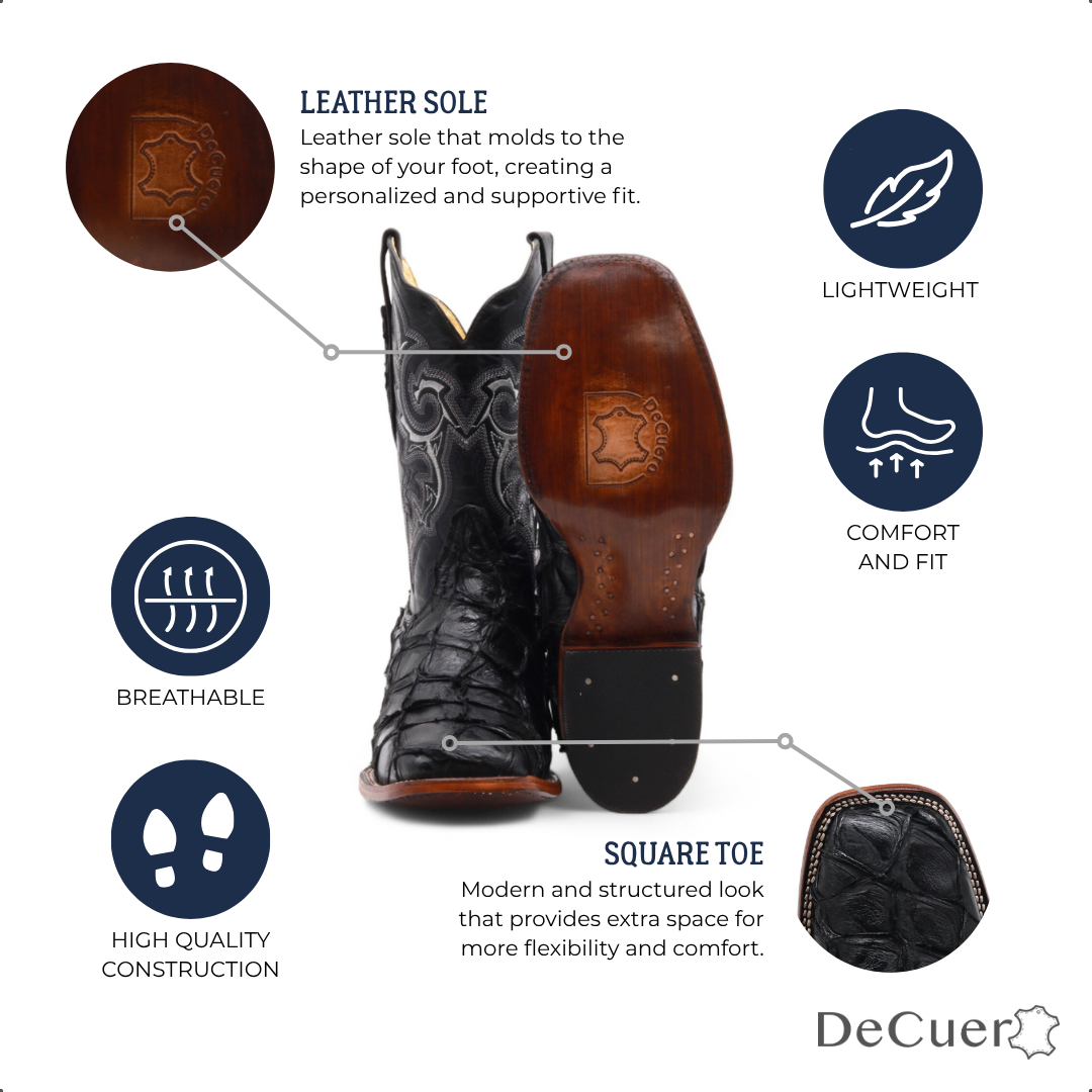 Orson Men's Black Pirarucu Exotic Leather Boots