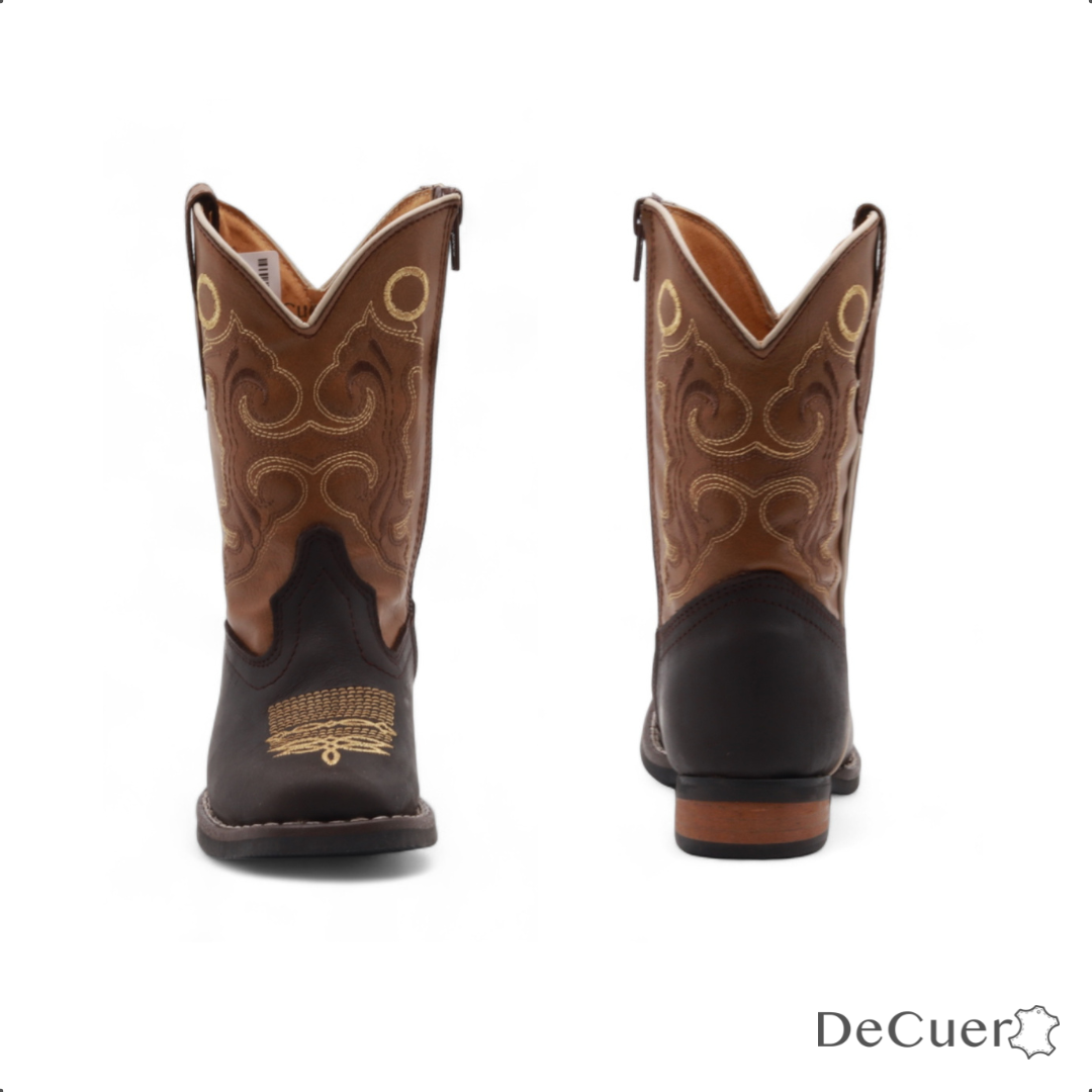 Alan Kids Brown Leather Boots