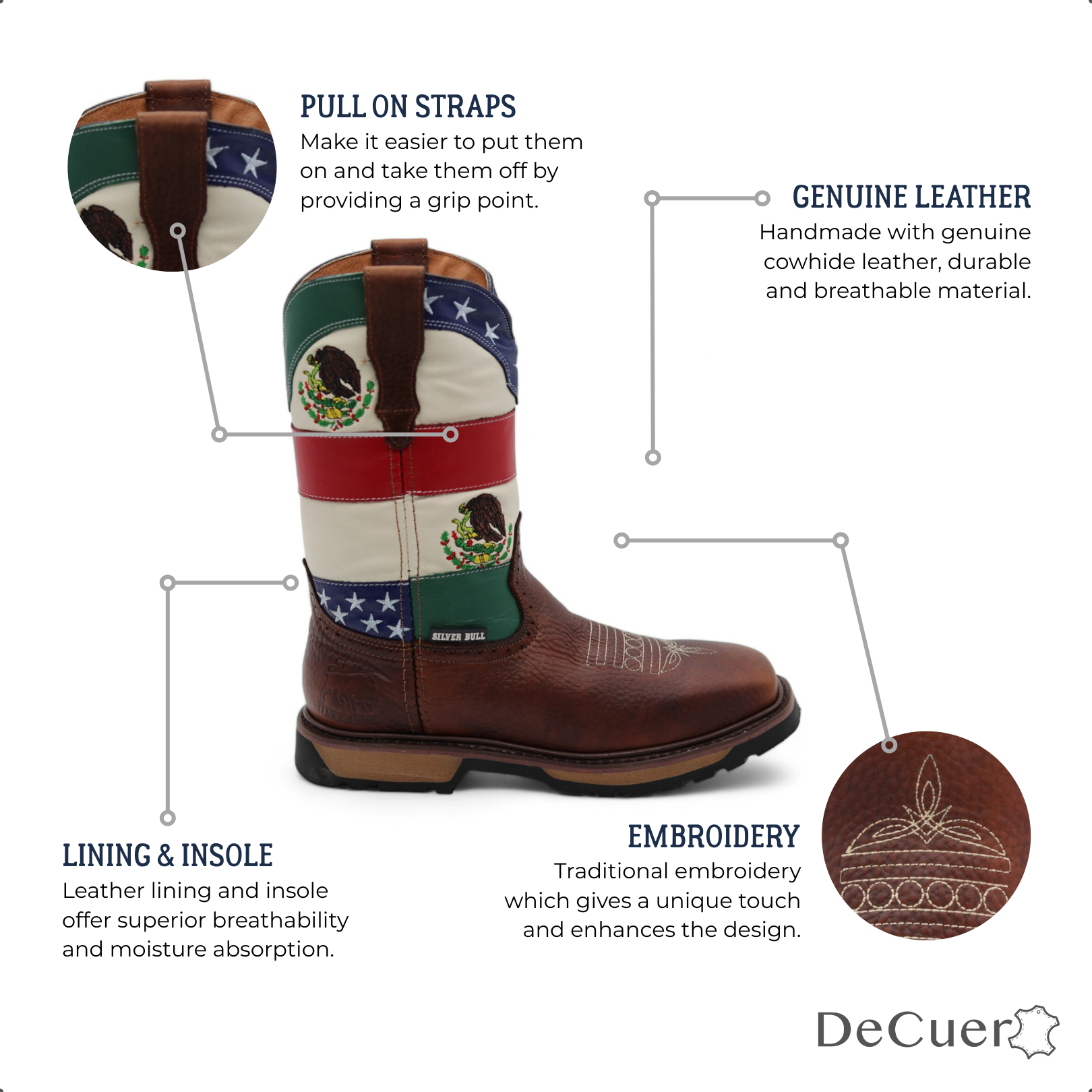 TexMex Men's Brown Leather Boots