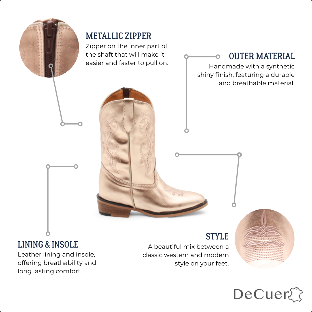 Sadie Juniors Rose Gold Leather Boots