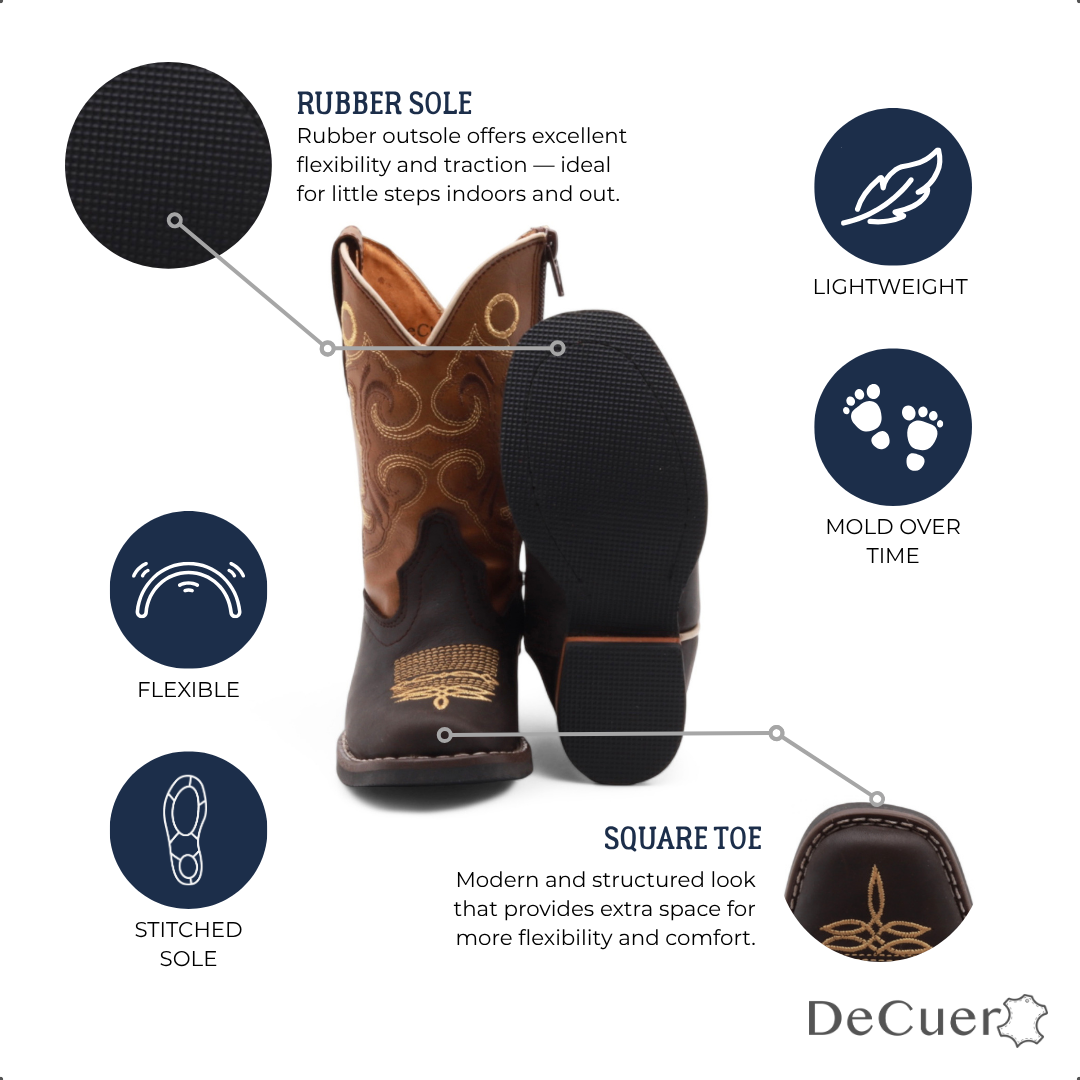 Alan Kids Brown Leather Boots