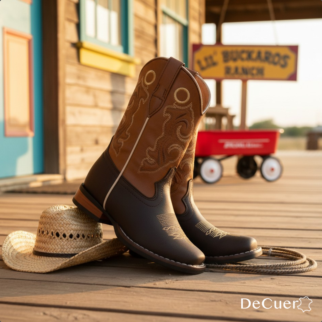 Alan Kids Brown Leather Boots