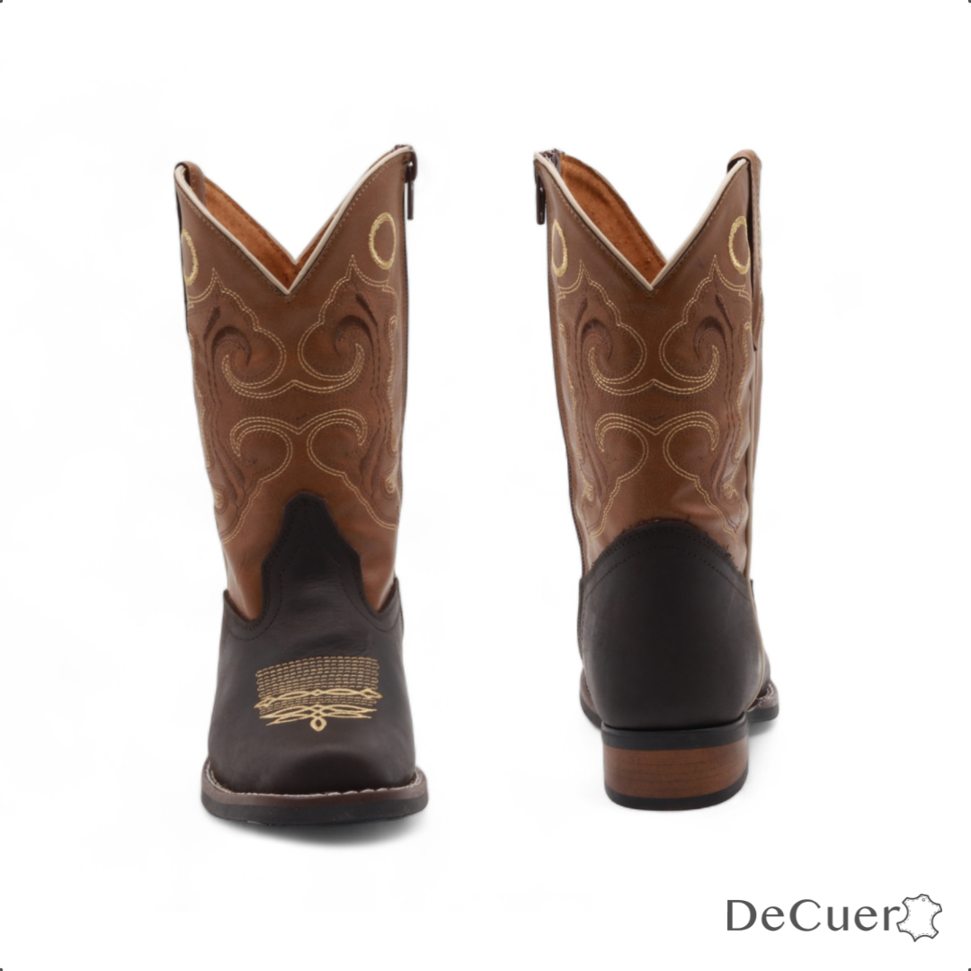 Alan Juniors Brown Leather Boots