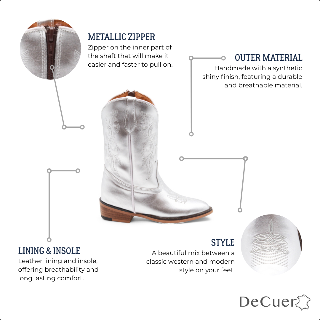 Sadie Juniors Silver Leather Boots