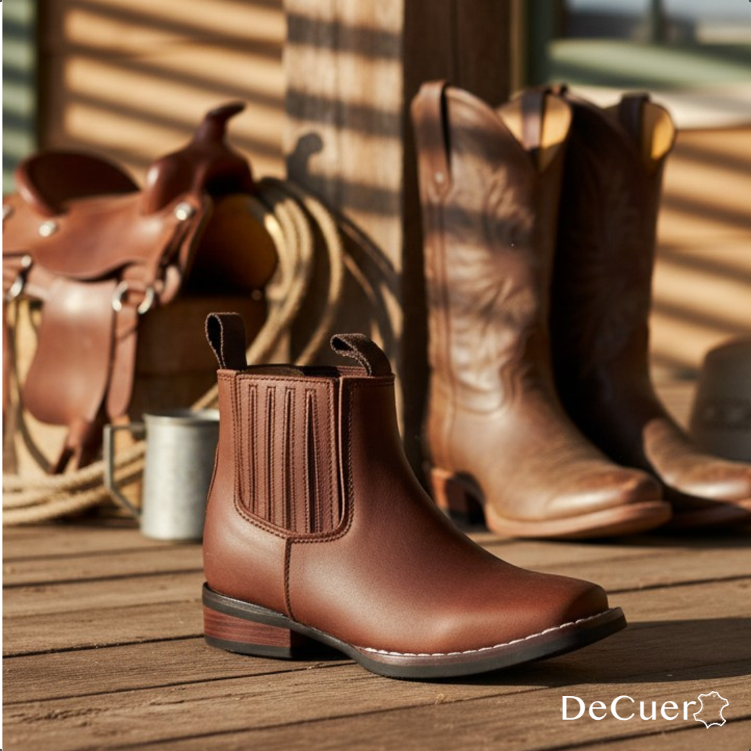 Evan Kids Brown Leather Short Boots