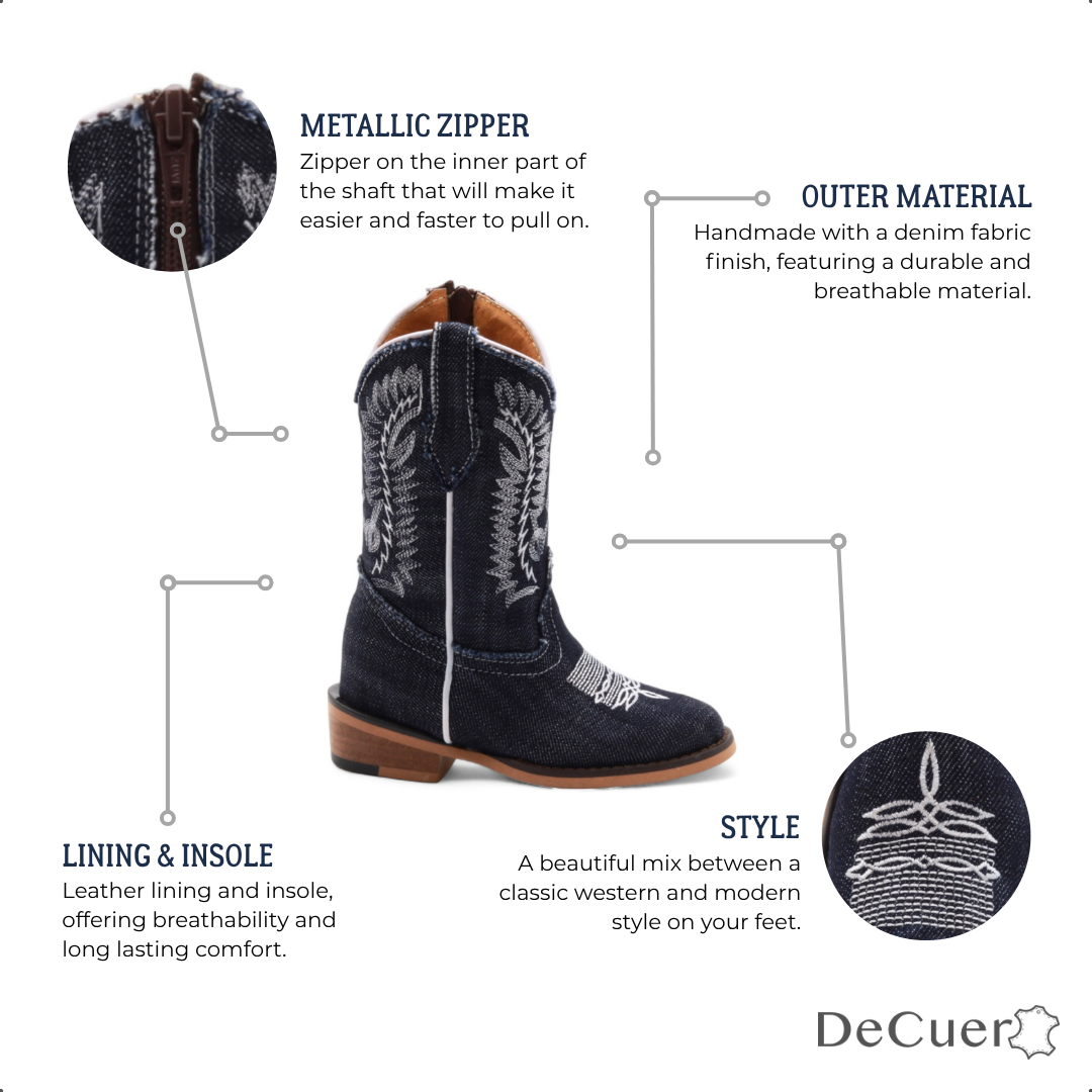 Sadie Kids Denim Leather Boots