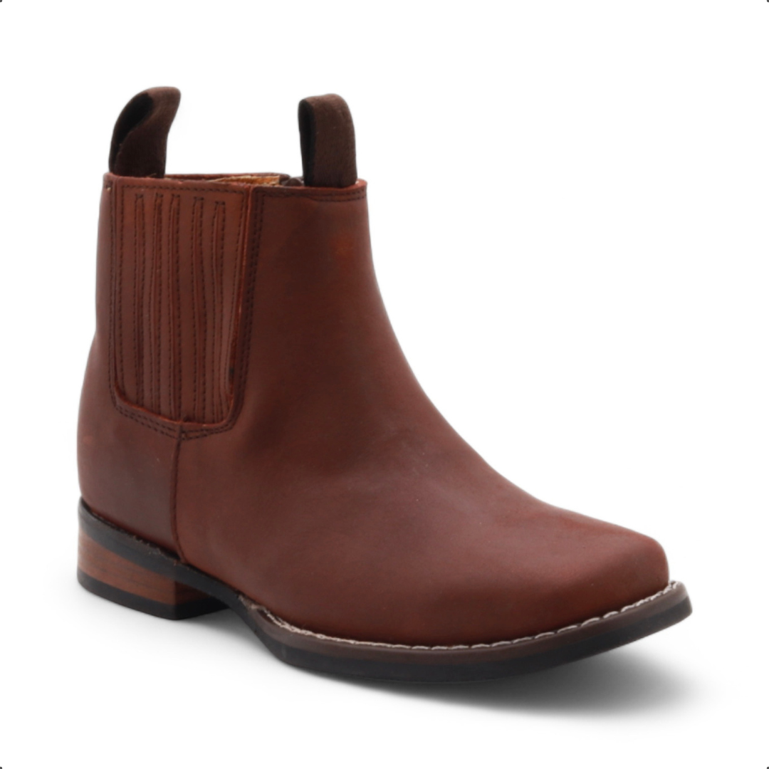Evan Juniors Brown Leather Short Boots