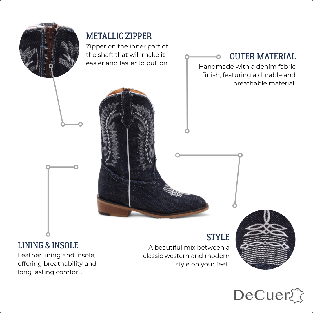 Sadie Juniors Denim Leather Boots