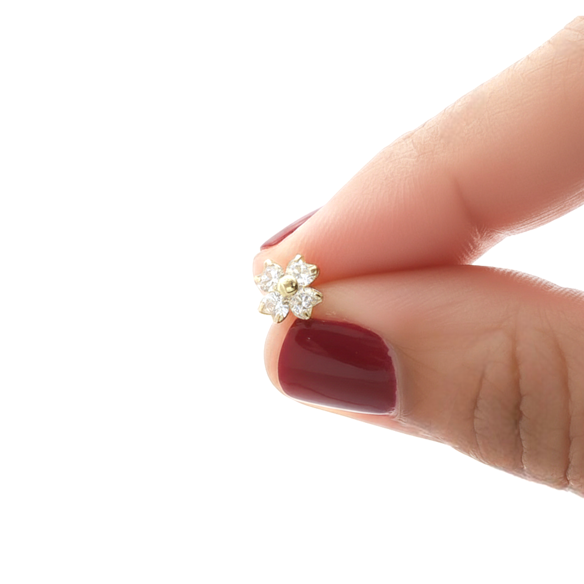 Yellow Gold 14K Stud Earrings with Round Cut Cz