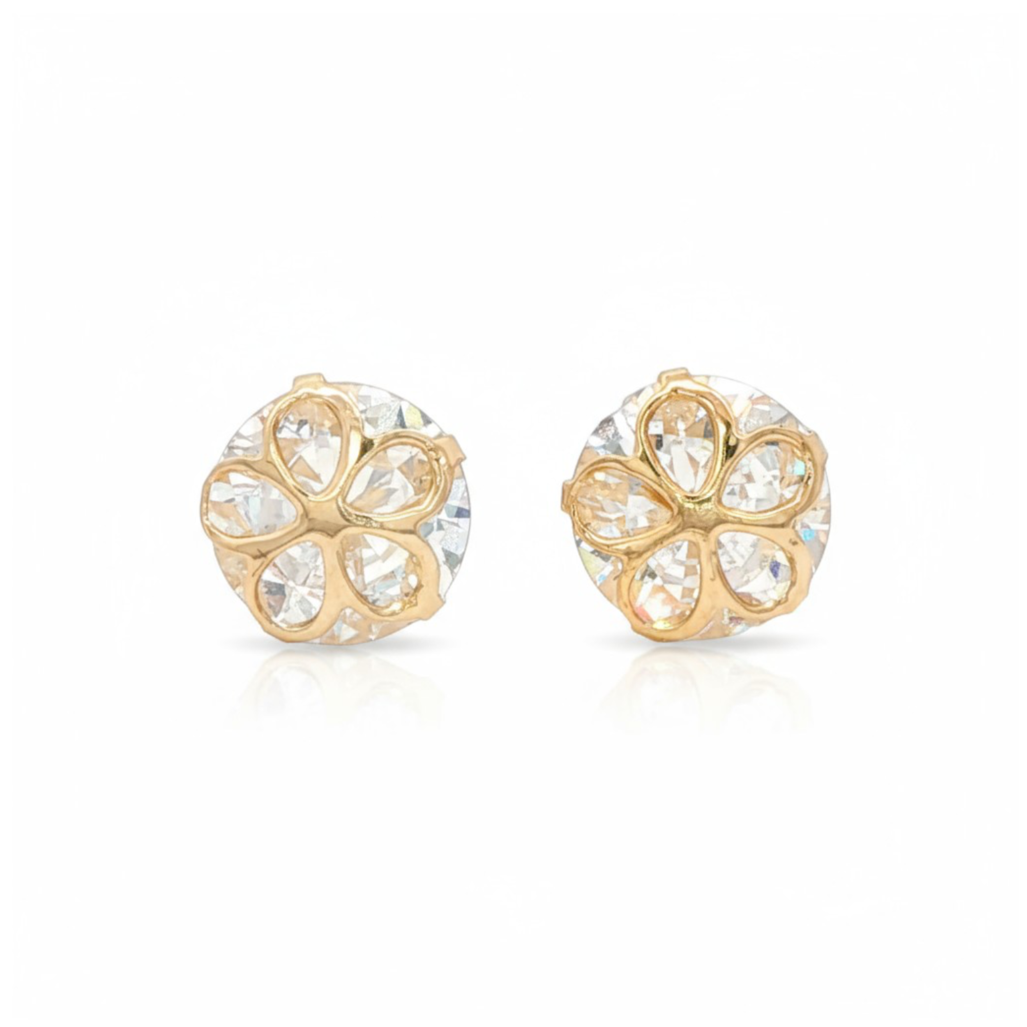 Brilliant Round Cut CZ Stud Earrings in 14K Yellow Gold