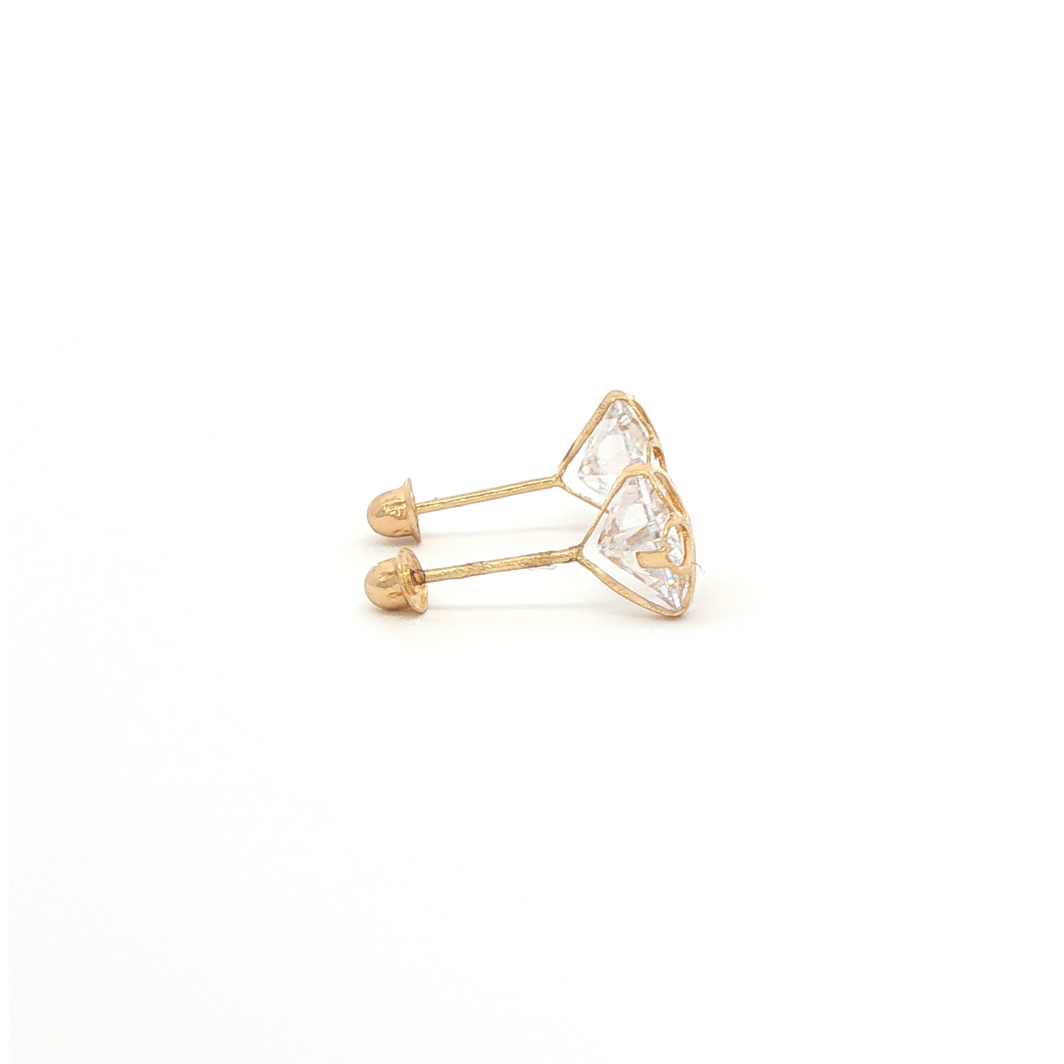 Brilliant Round Cut CZ Stud Earrings in 14K Yellow Gold