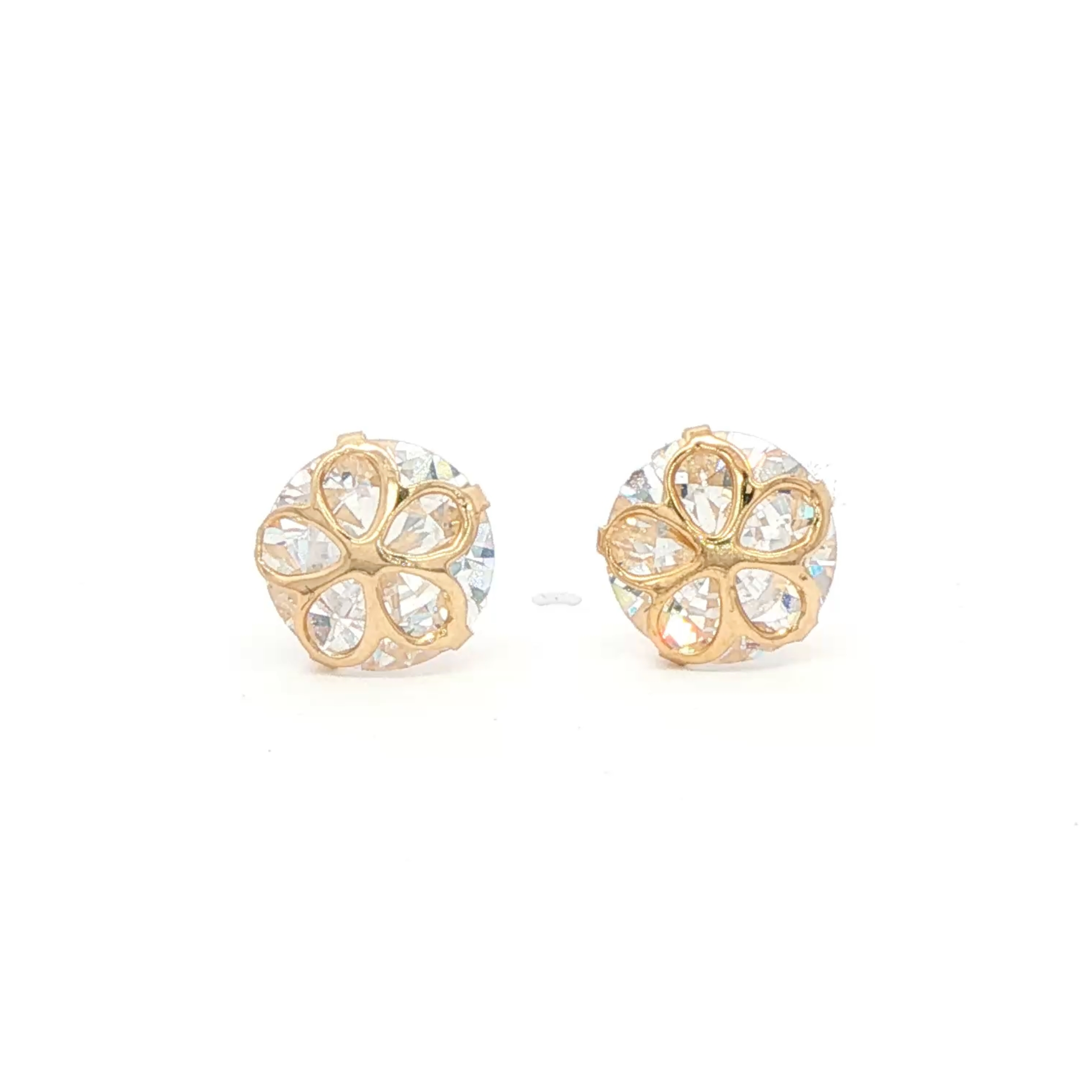 Brilliant Round Cut CZ Stud Earrings in 14K Yellow Gold