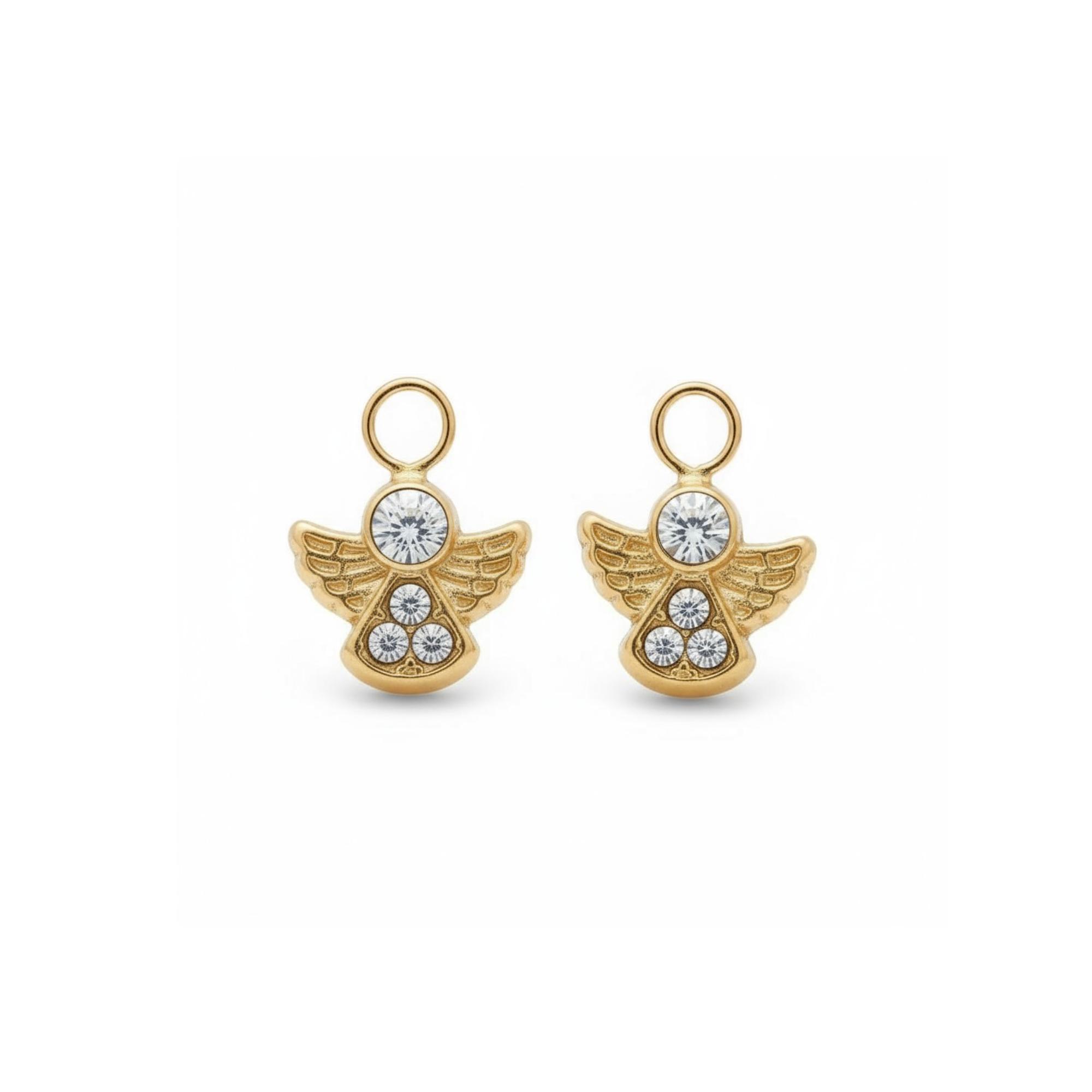 10K Yellow Gold Angel Stud Earrings with cz stones