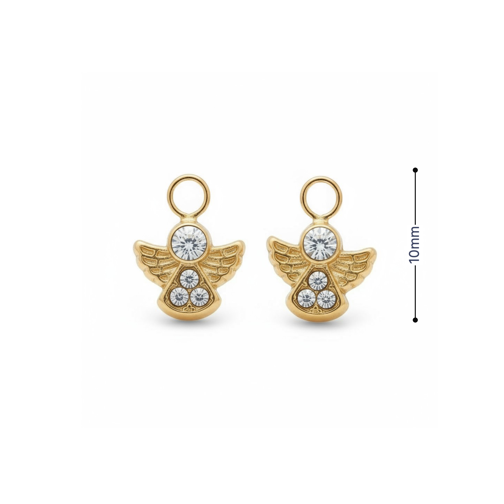 10K Yellow Gold Angel Stud Earrings with cz stones