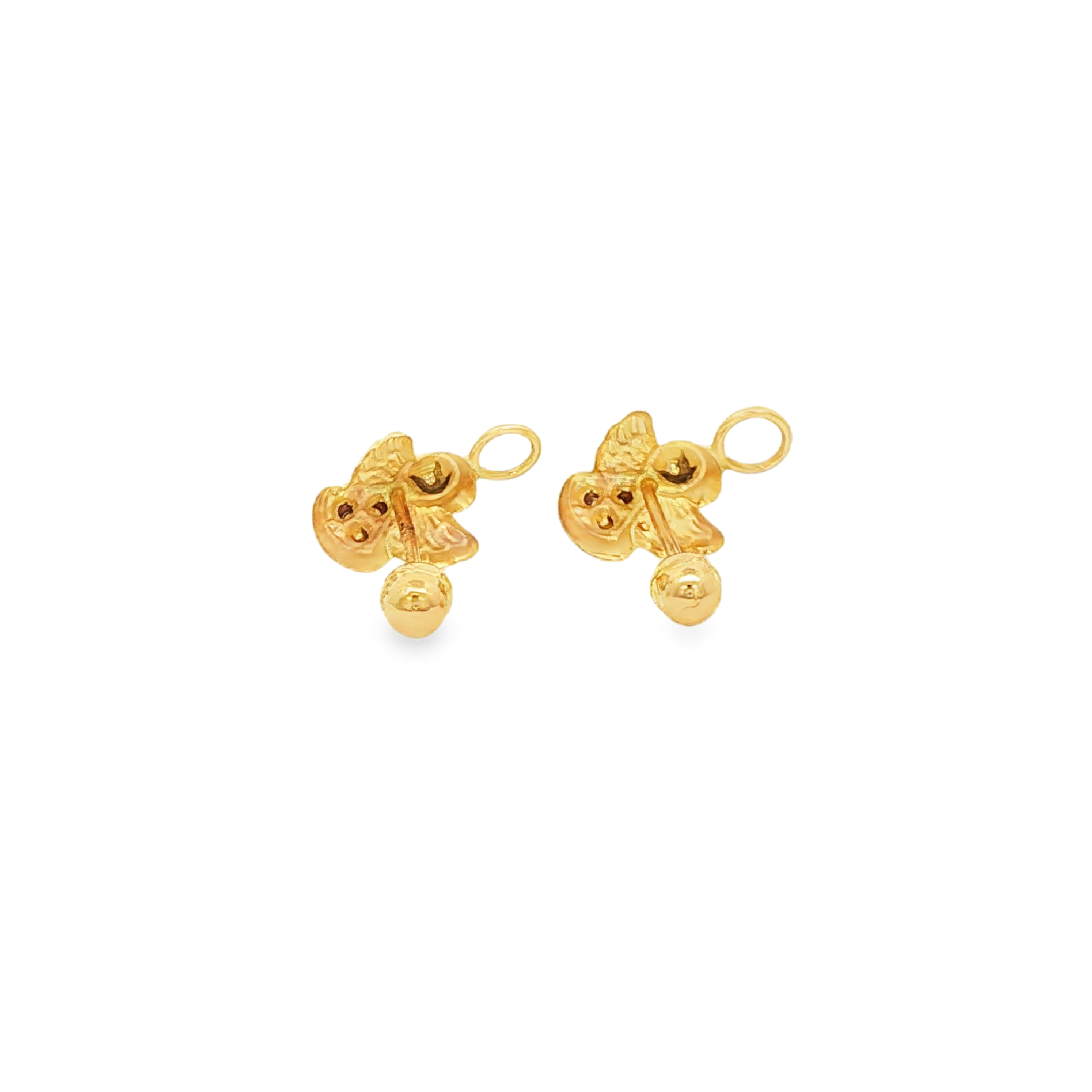10K Yellow Gold Angel Stud Earrings with cz stones