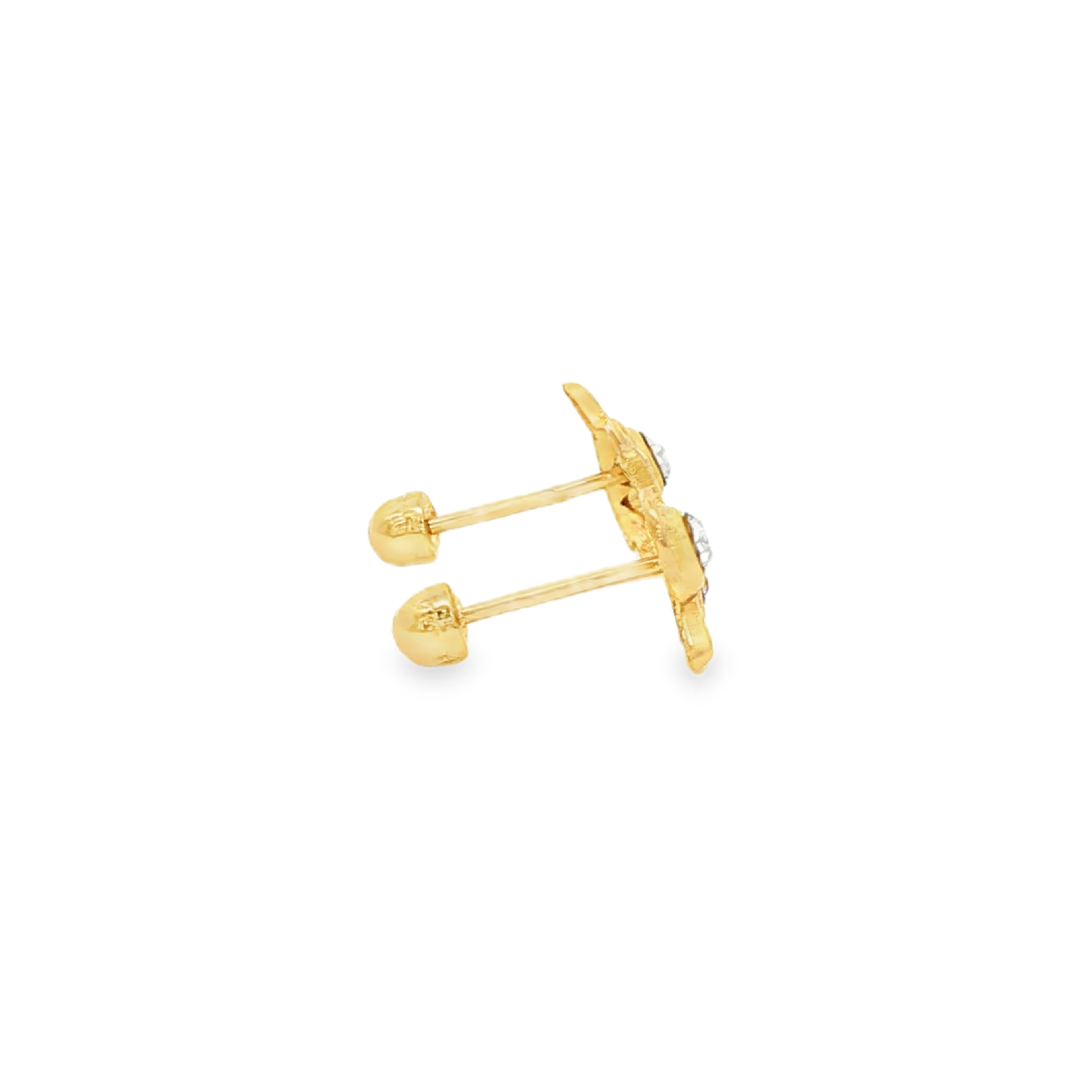 10K Yellow Gold Angel Stud Earrings with cz stones