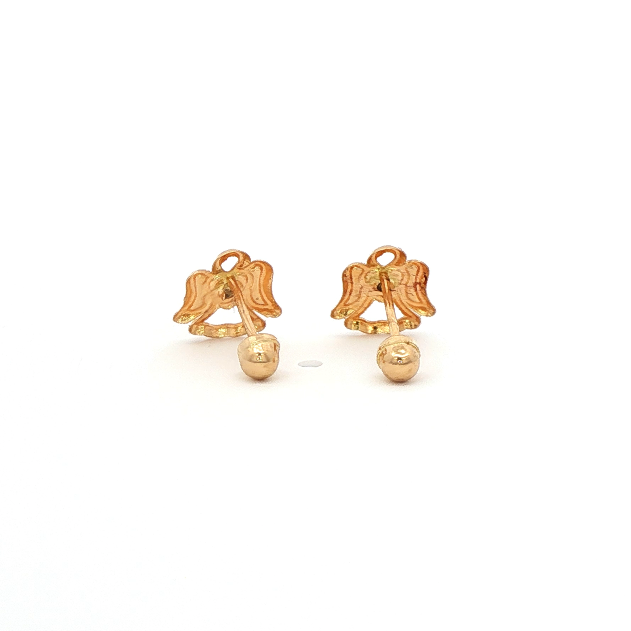Yellow Gold 10K Angel Stud Earrings with Round Cut Cz