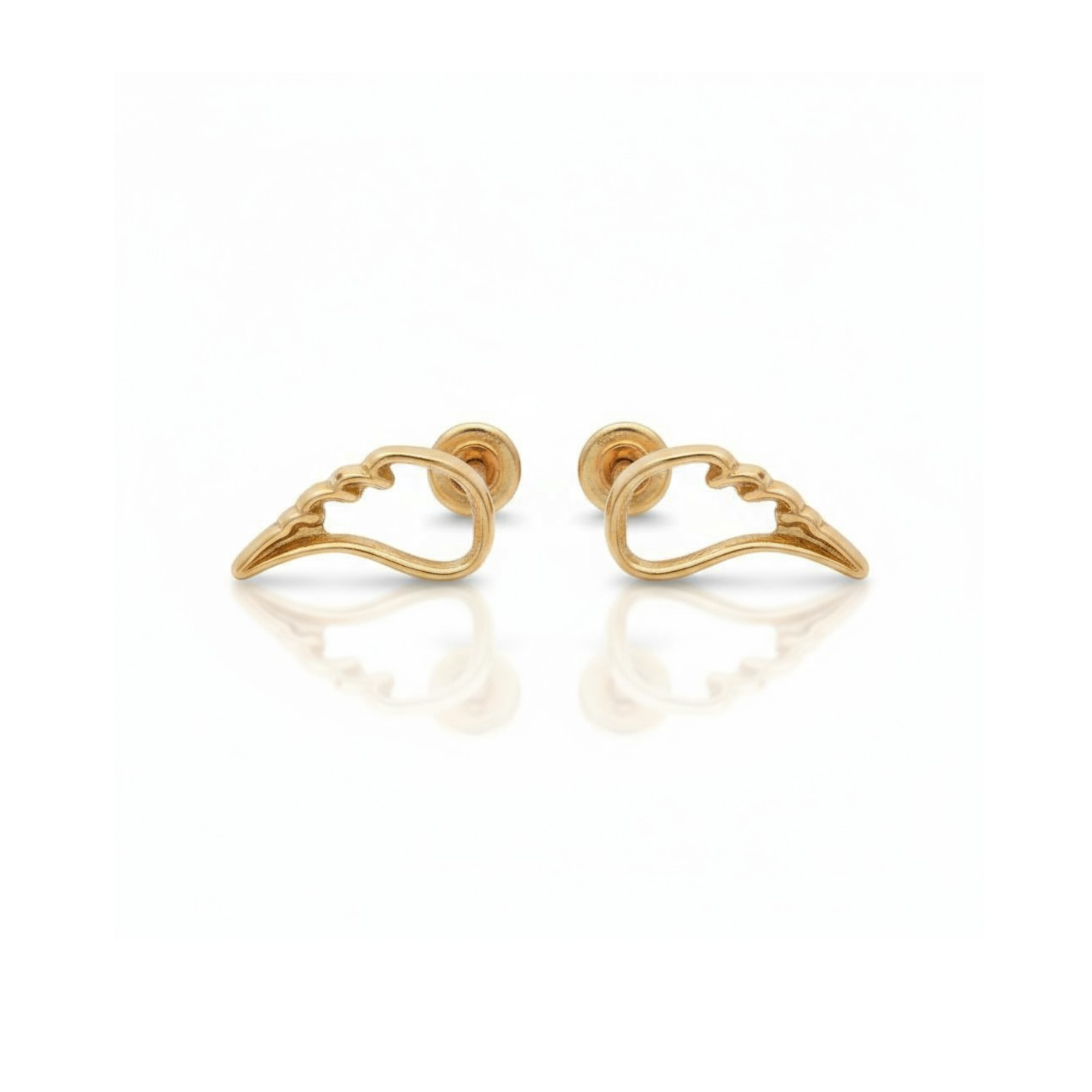 Delicate Winged Yellow Gold 10K Stud Earrings