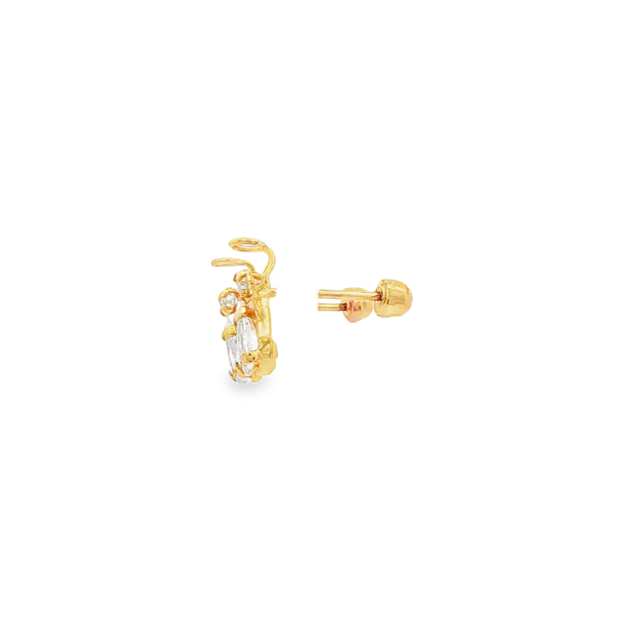 Yellow Gold 10K Angel Stud Earrings with Pear Cut CZ
