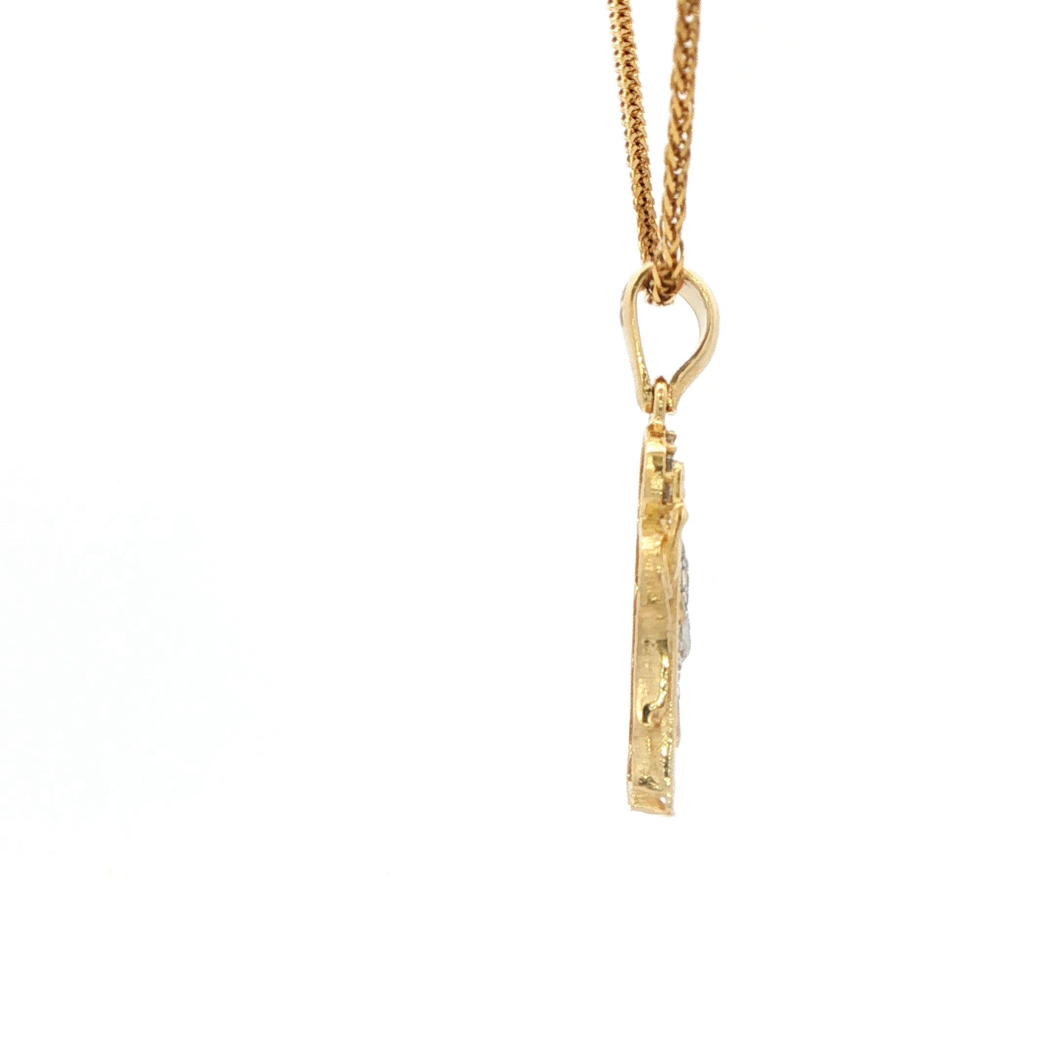 Yellow Gold 10K St. Jude Necklace with Round Cut Cz