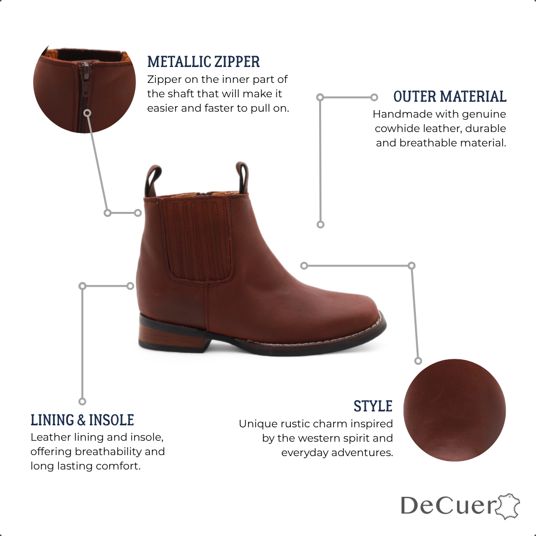 Evan Juniors Brown Leather Short Boots
