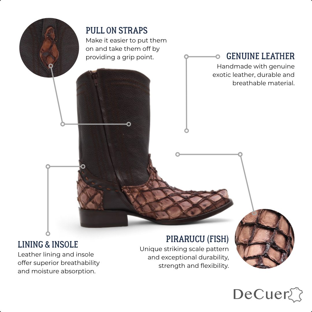 Anders Men's Brown Pirarucu Exotic Leather Boots