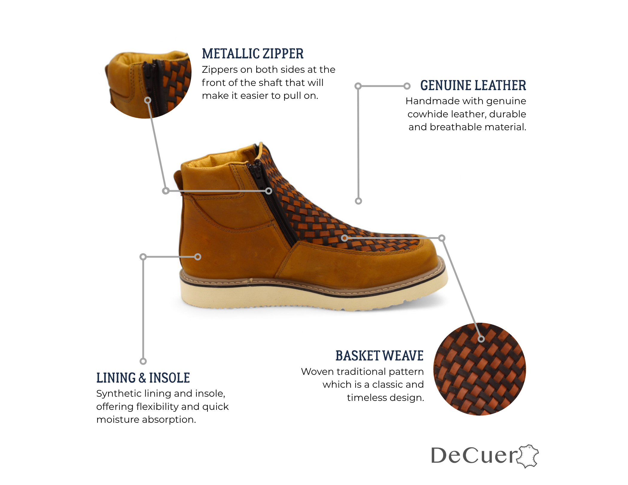 Tejido Men's Camel Leather Short Boots