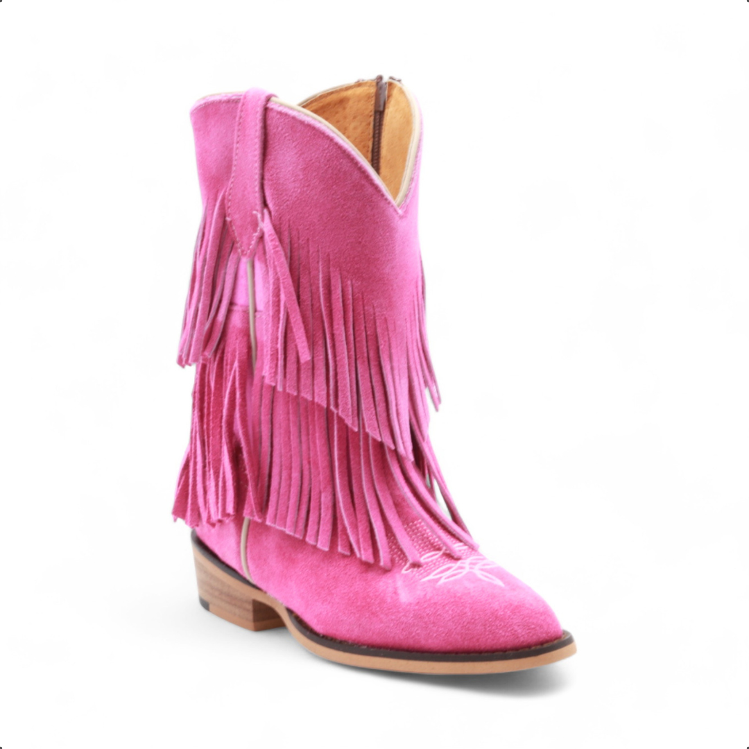 Ella Juniors Pink Suede Leather Boots