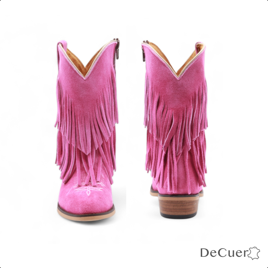Ella Juniors Pink Suede Leather Boots