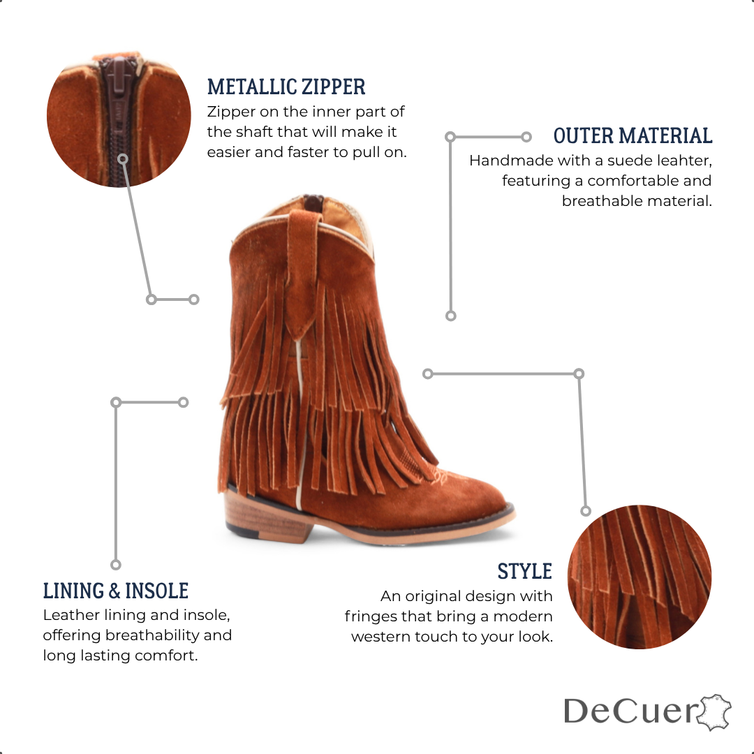 Ella Kids Camel Suede Leather Boots