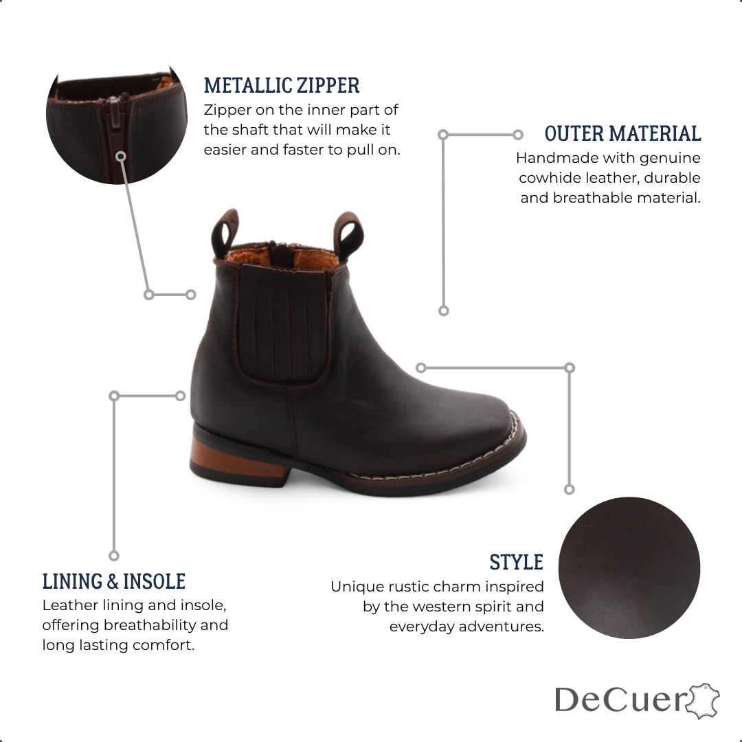 Evan Kids Dark Brown Leather Short Boots