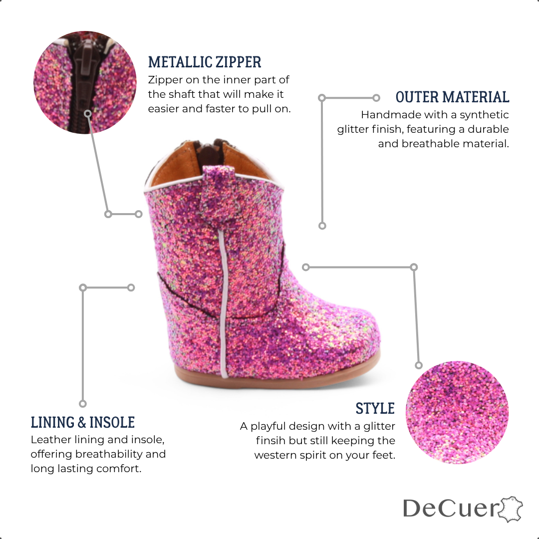 Annie Baby's Fuchsia Glitter Leather Boots