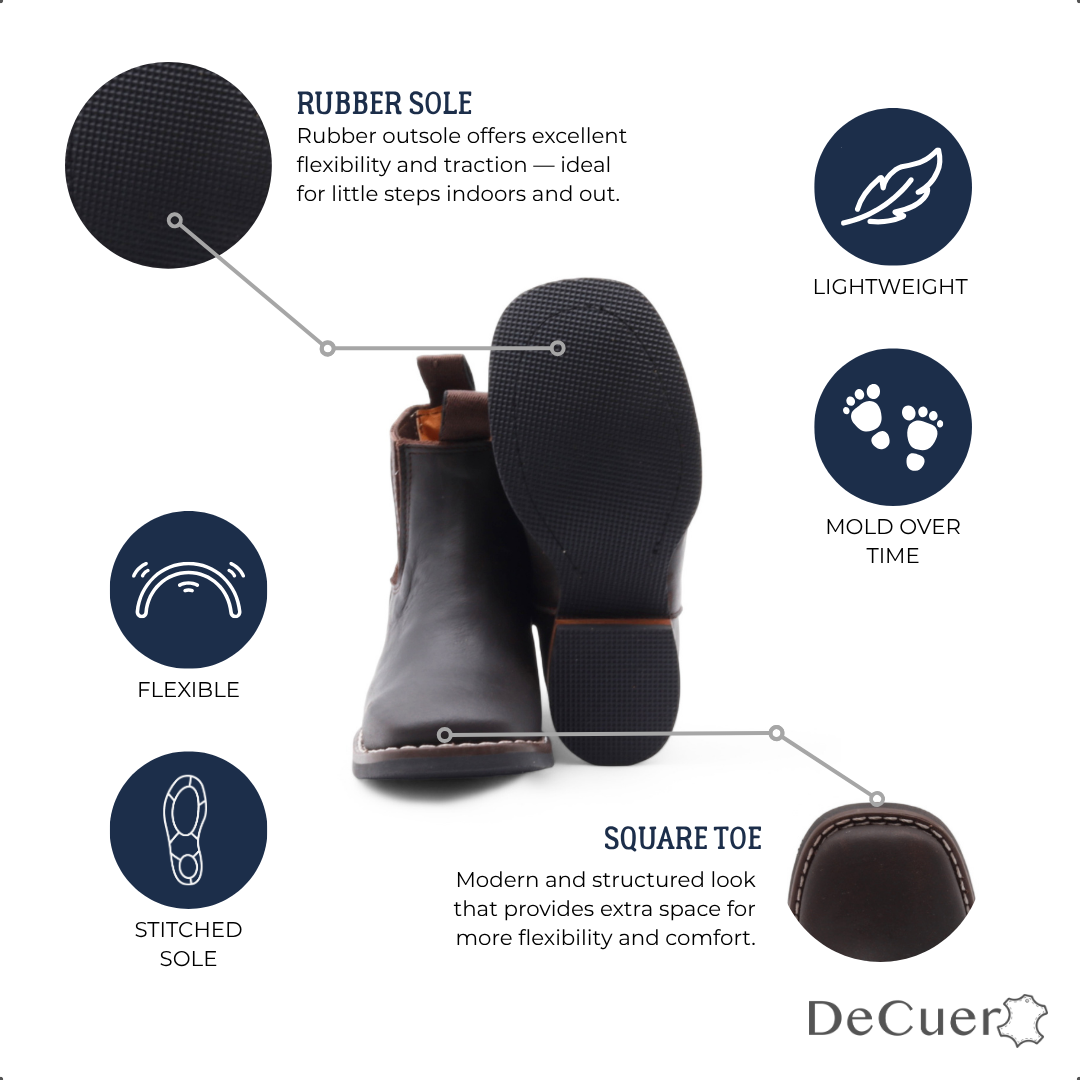 Evan Kids Dark Brown Leather Short Boots