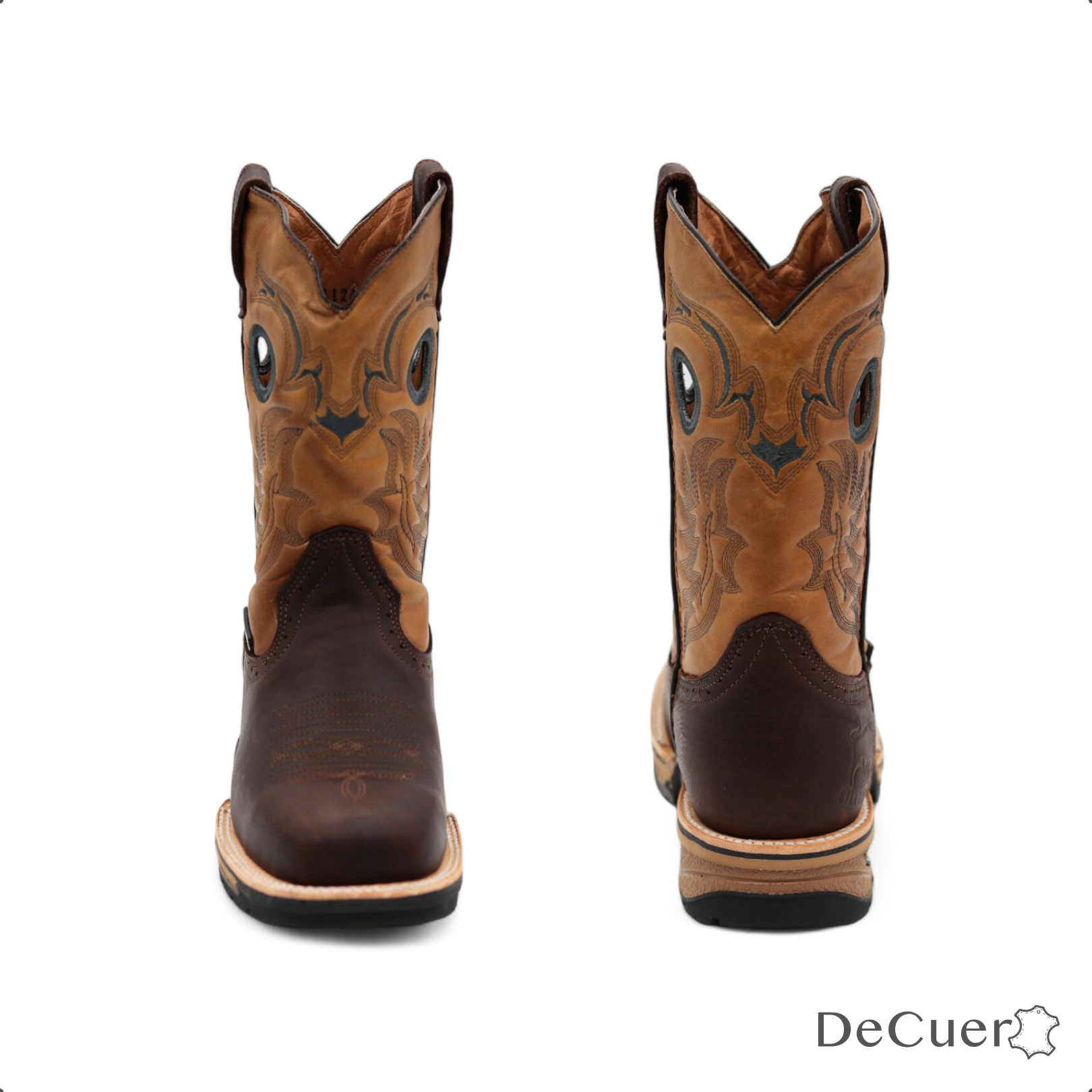 Dallas Men's Fox Print Brown and Honey Leather Boots