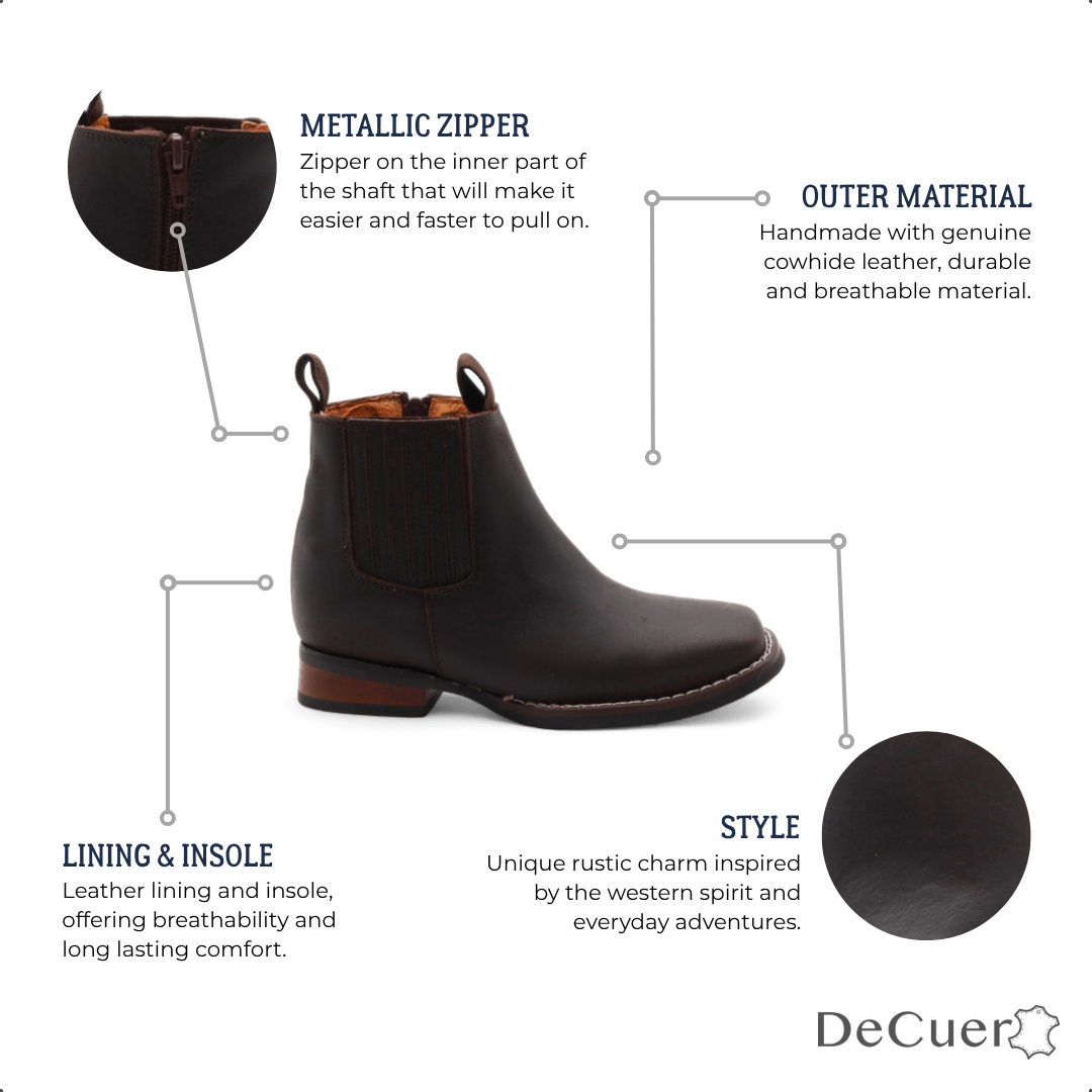 Evan Juniors Dark Brown Leather Short Boots