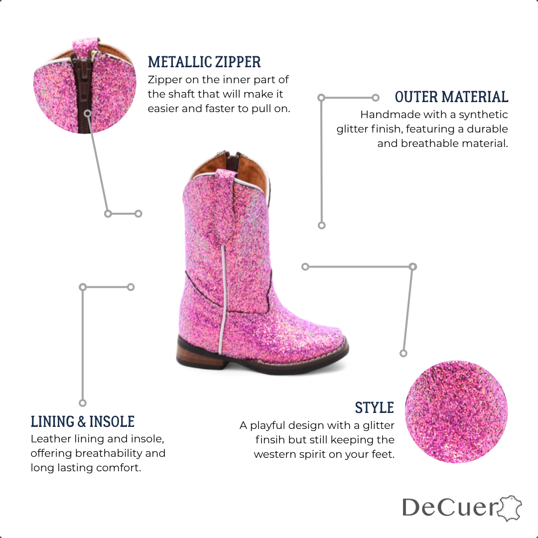 Annie Kids Fuchsia Glitter Leather Boots
