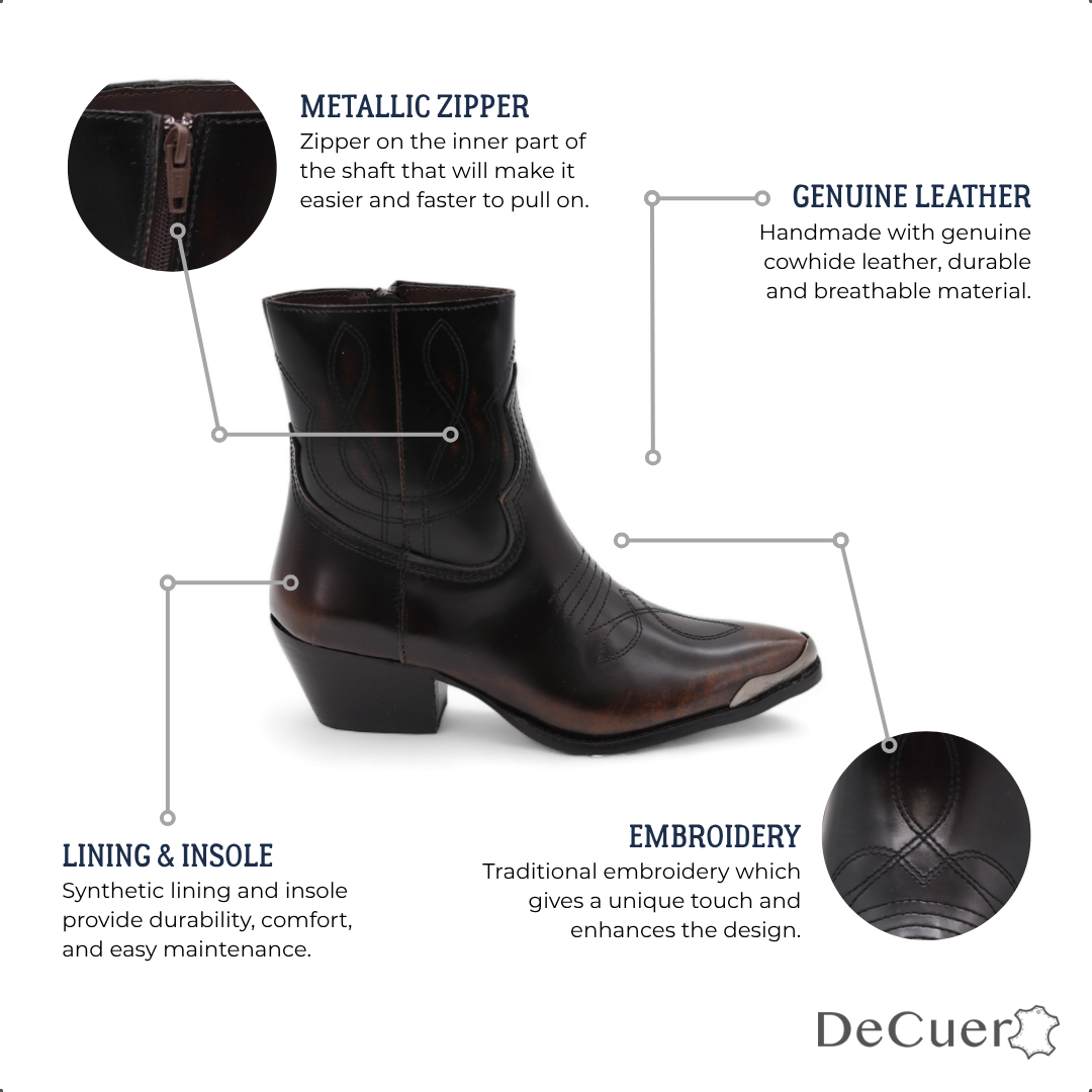 Oeste Women's Brown Leather Short Boots
