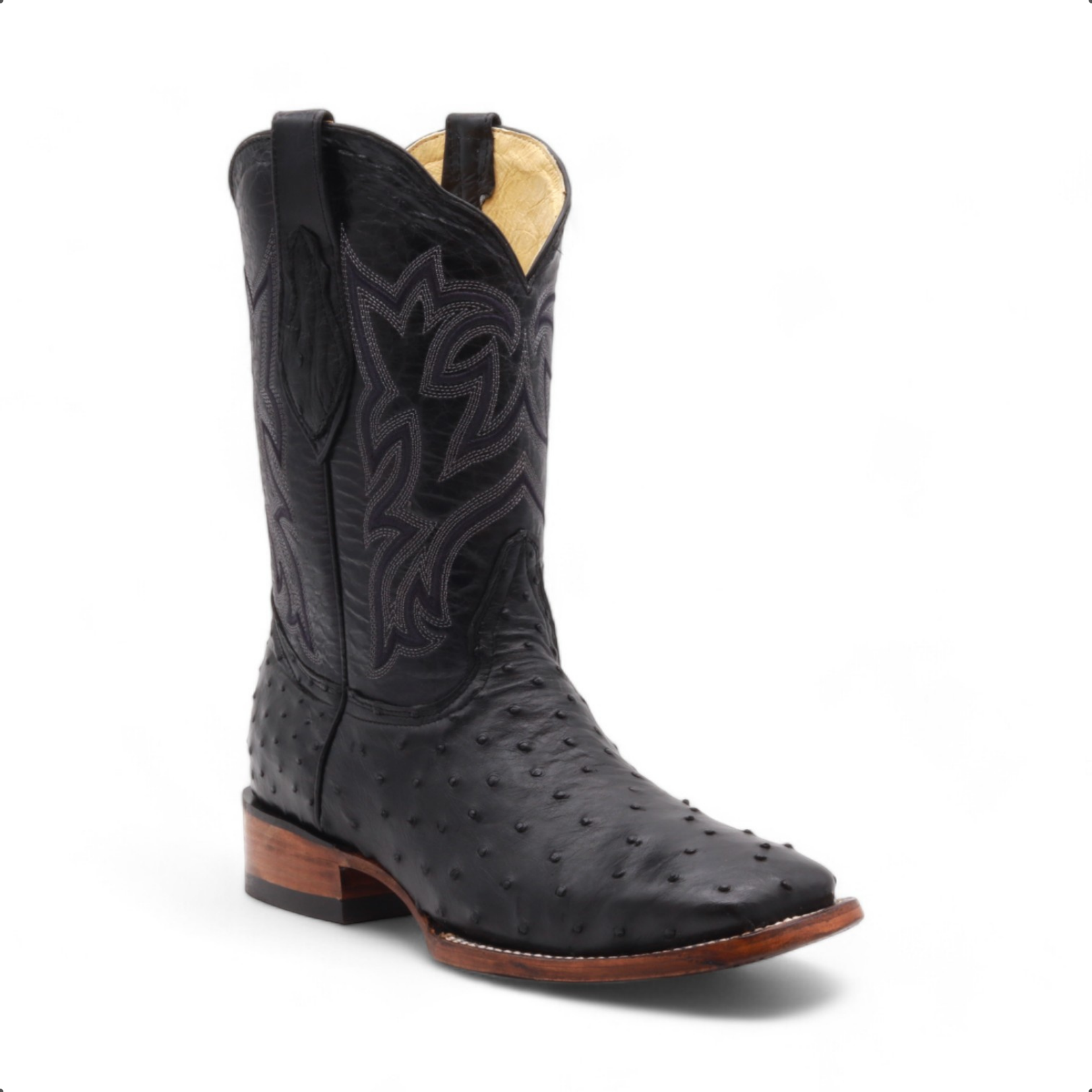 Tafari Men's Black Ostrich Exotic Leather Boots