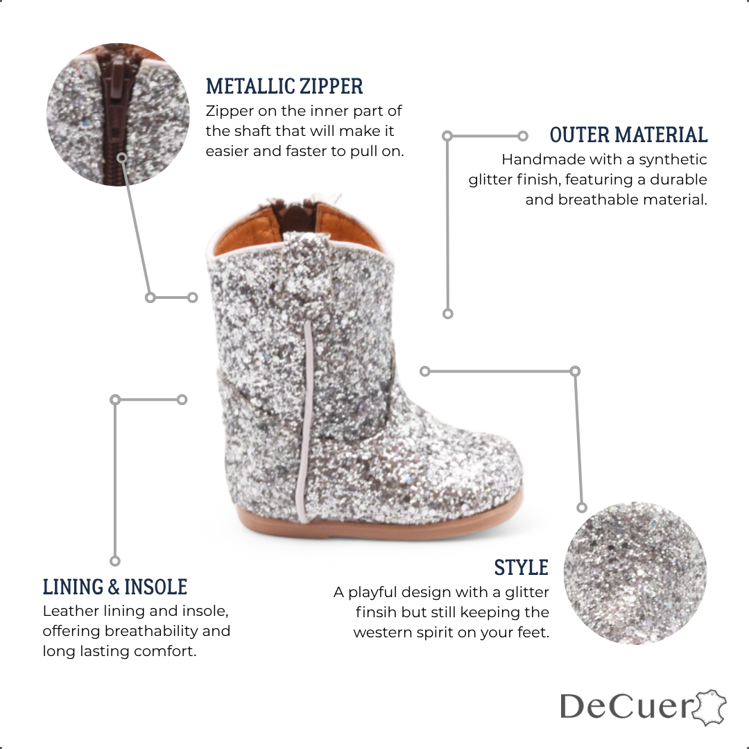 Annie Baby's Silver Glitter Leather Boots