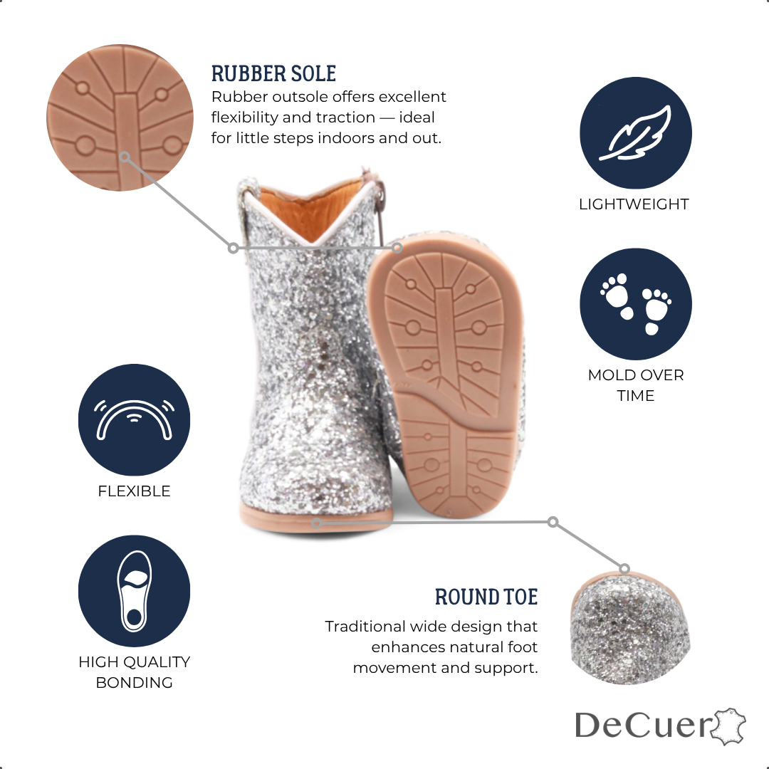 Annie Baby's Silver Glitter Leather Boots