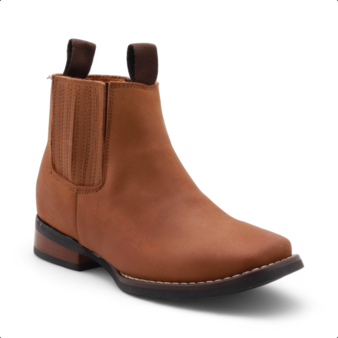 Evan Juniors Camel Leather Short Boots