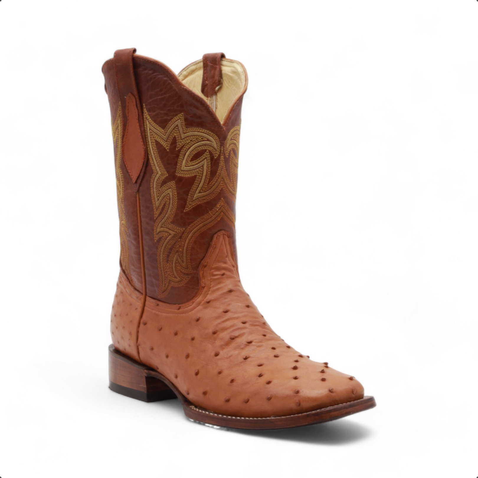 Tafari Men's Camel Ostrich Exotic Leather Boots