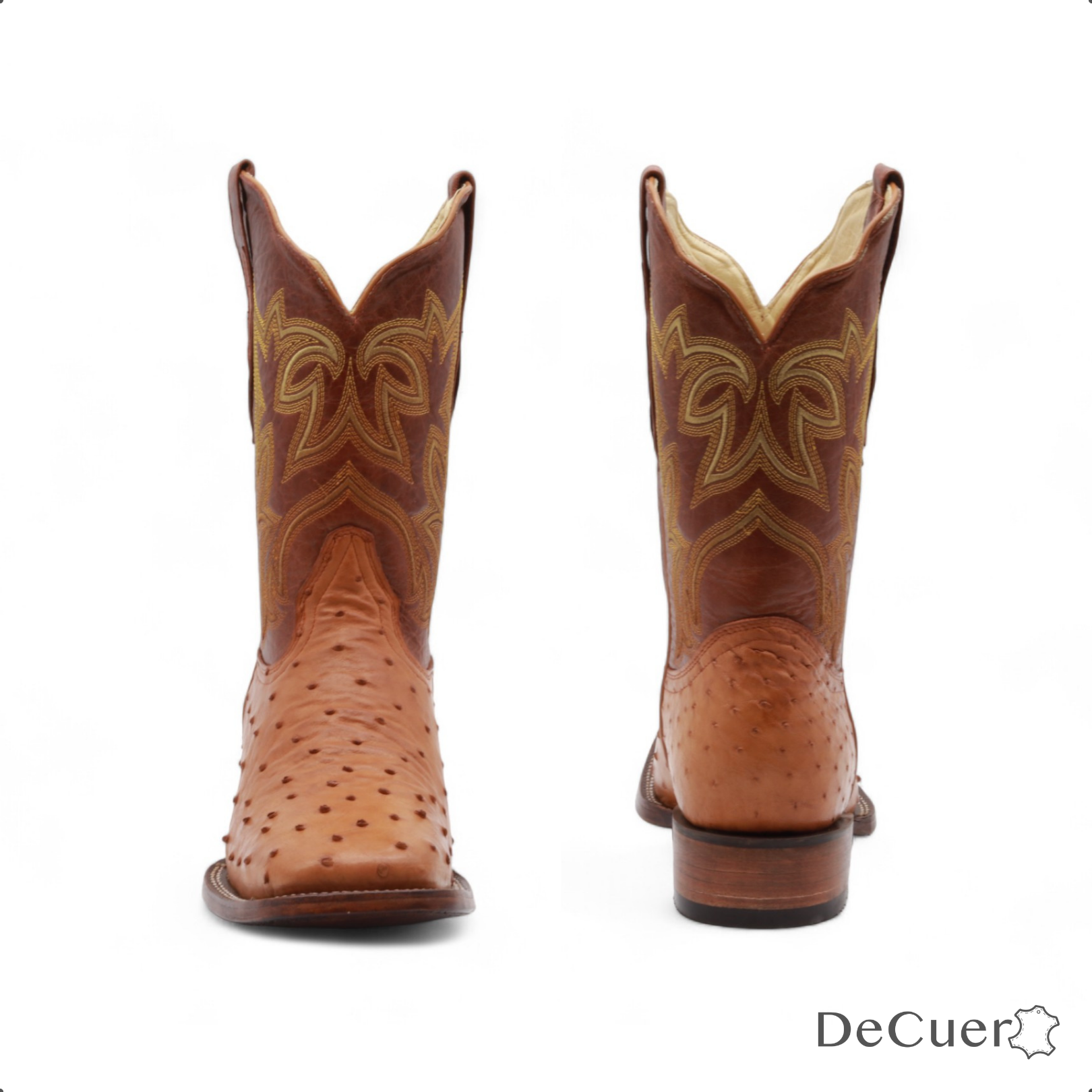 Tafari Men's Camel Ostrich Exotic Leather Boots